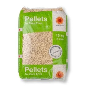 Dřevěné pelety STORA ENSO A1 6 mm 15 kg / 80 ks x 15 kg / Paleta 1200 kg